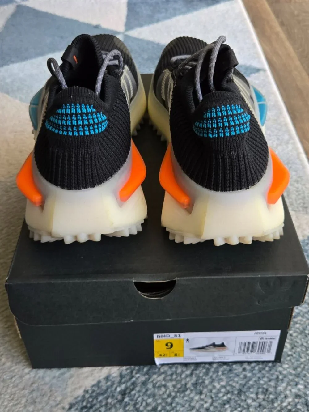 Adidas NMD S1 Core Black Blue Orange sneakers Men Size 9